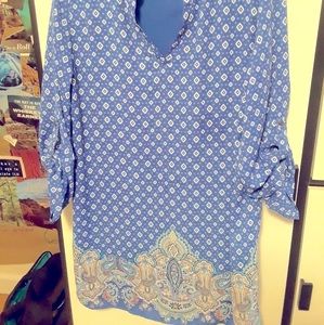 Anthropologie blue tunic top size L